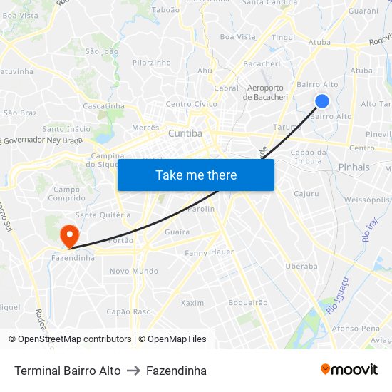 Terminal Bairro Alto to Fazendinha map