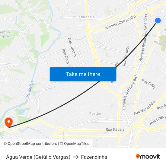 Água Verde (Getúlio Vargas) to Fazendinha map