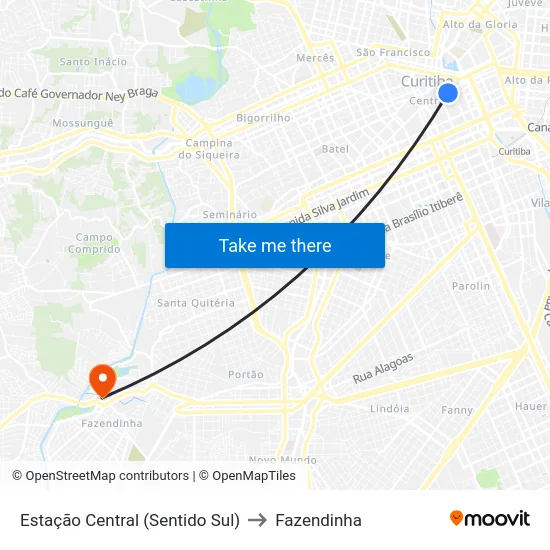 Estação Central (Sentido Sul) to Fazendinha map