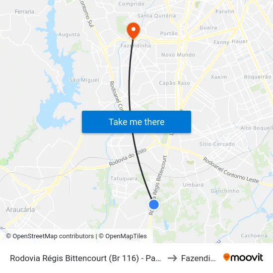 Rodovia Régis Bittencourt (Br 116) - Passarela to Fazendinha map