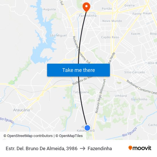 Estr. Del. Bruno De Almeida, 3986 to Fazendinha map