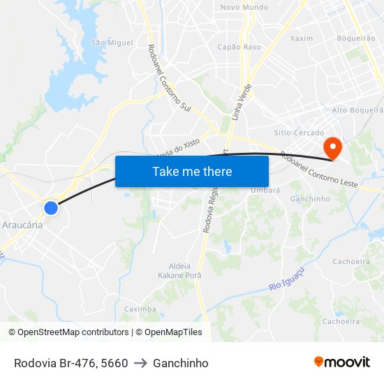 Rodovia Br-476, 5660 to Ganchinho map