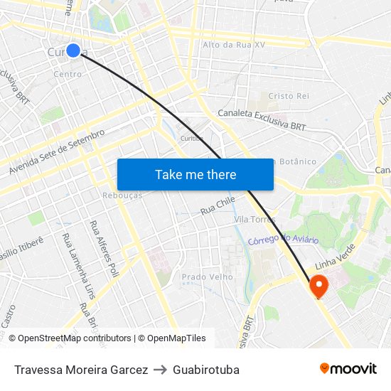 Travessa Moreira Garcez to Guabirotuba map