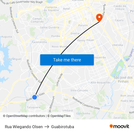 Rua Wiegando Olsen to Guabirotuba map