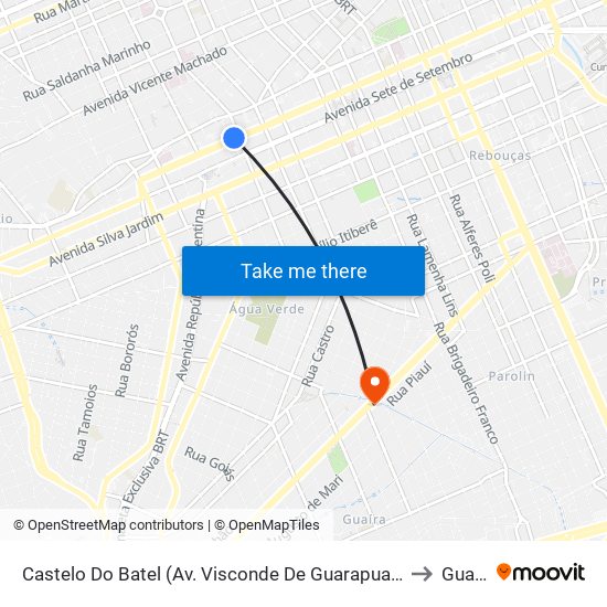 Castelo Do Batel (Av. Visconde De Guarapuava, 4610) to Guaíra map