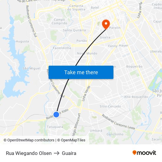 Rua Wiegando Olsen to Guaíra map