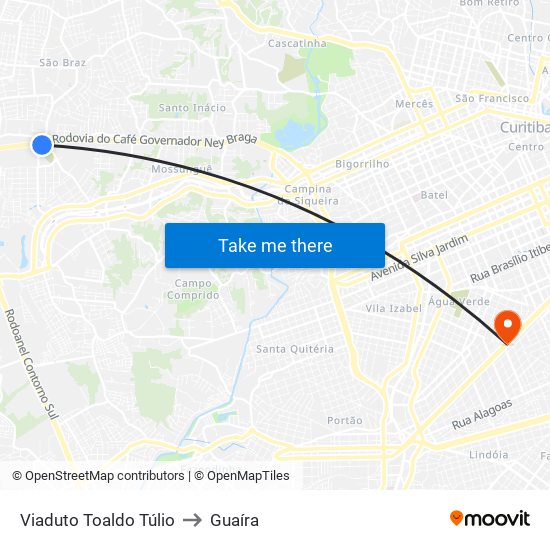 Viaduto Toaldo Túlio to Guaíra map