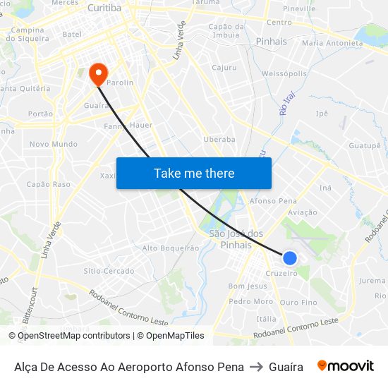 Alça De Acesso Ao Aeroporto Afonso Pena to Guaíra map