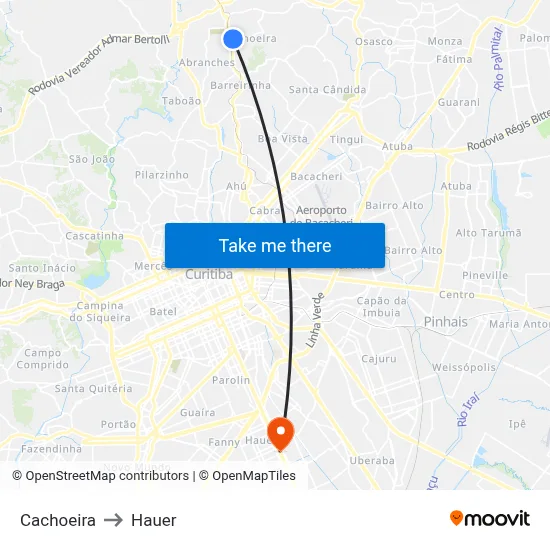 Cachoeira to Hauer map