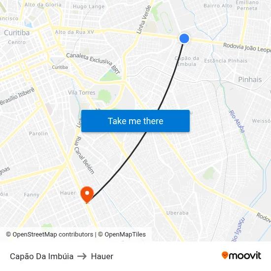 Capão Da Imbúia to Hauer map