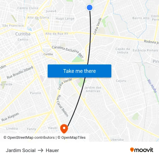 Jardim Social to Hauer map