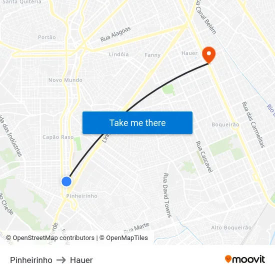 Pinheirinho to Hauer map