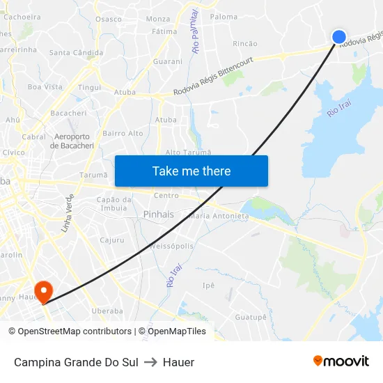 Campina Grande Do Sul to Hauer map