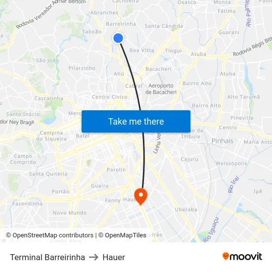 Terminal Barreirinha to Hauer map