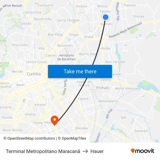 Terminal Metropolitano Maracanã to Hauer map