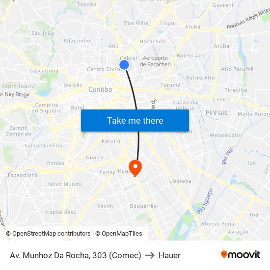 Av. Munhoz Da Rocha, 303 (Comec) to Hauer map