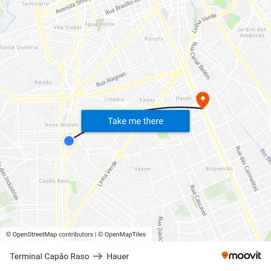 Terminal Capão Raso to Hauer map