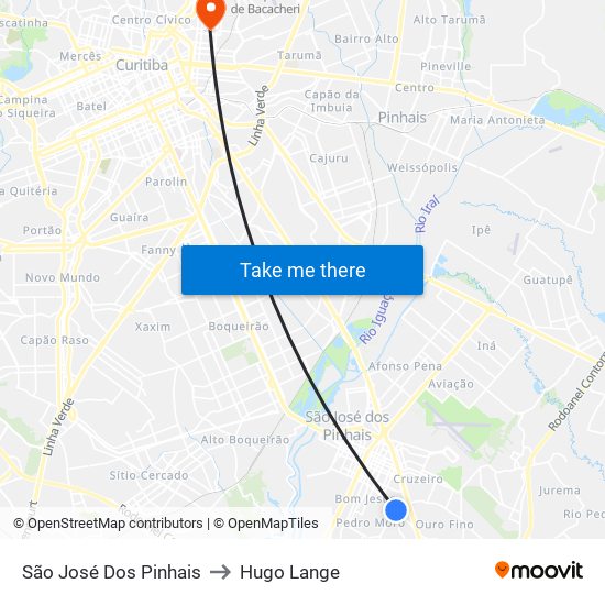 São José Dos Pinhais to Hugo Lange map