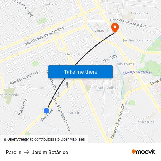 Parolin to Jardim Botânico map