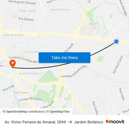 Av. Victor Ferreira do Amaral, 2694 to Jardim Botânico map