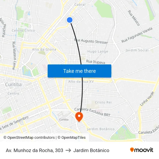 Av. Munhoz da Rocha, 303 to Jardim Botânico map