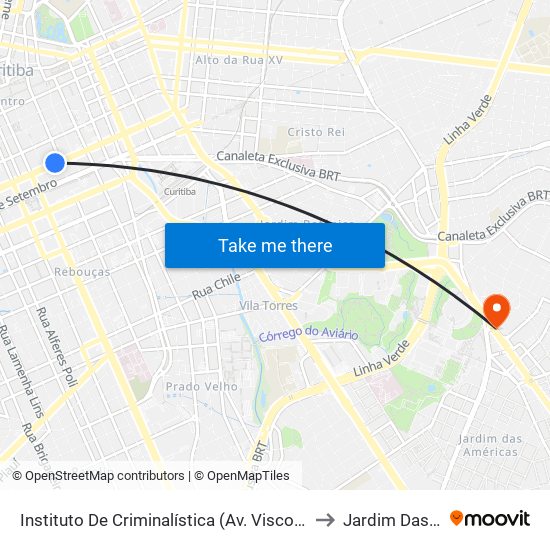Instituto De Criminalística (Av. Visconde De Guarapuava, 2646) to Jardim Das Américas map