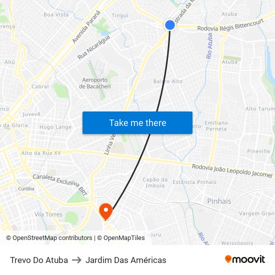 Av. Marechal Mascarenhas De Moraes, 2400 to Jardim Das Américas map