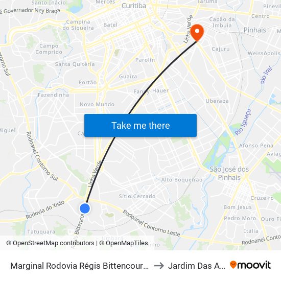 Marginal Rodovia Régis Bittencourt (Br 116) - Ceasa to Jardim Das Américas map
