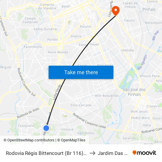 Rodovia Régis Bittencourt (Br 116) - Viaduto Pompéia to Jardim Das Américas map