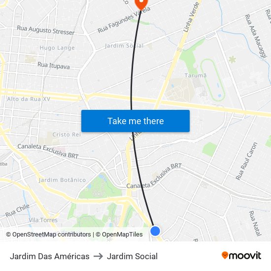 Jardim Das Américas to Jardim Social map