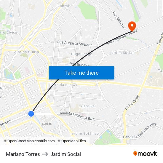 Mariano Torres to Jardim Social map