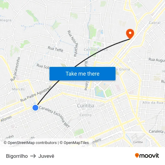 Bigorrilho to Juvevê map