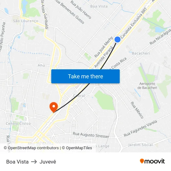 Boa Vista to Juvevê map