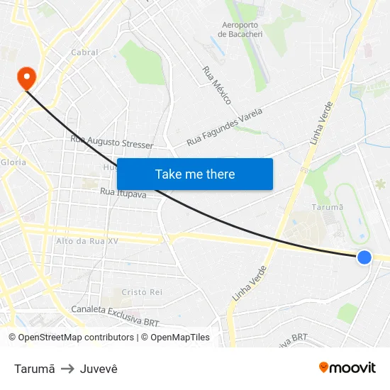 Tarumã to Juvevê map