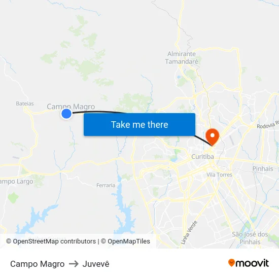 Campo Magro to Juvevê map