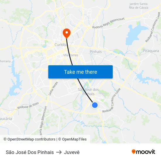 São José Dos Pinhais to Juvevê map