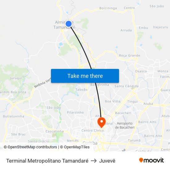 Terminal Metropolitano Tamandaré to Juvevê map