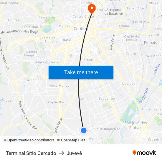 Terminal Sítio Cercado to Juvevê map