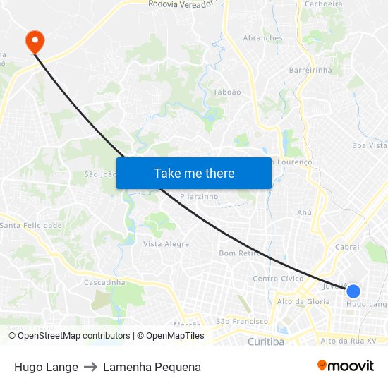 Hugo Lange to Lamenha Pequena map