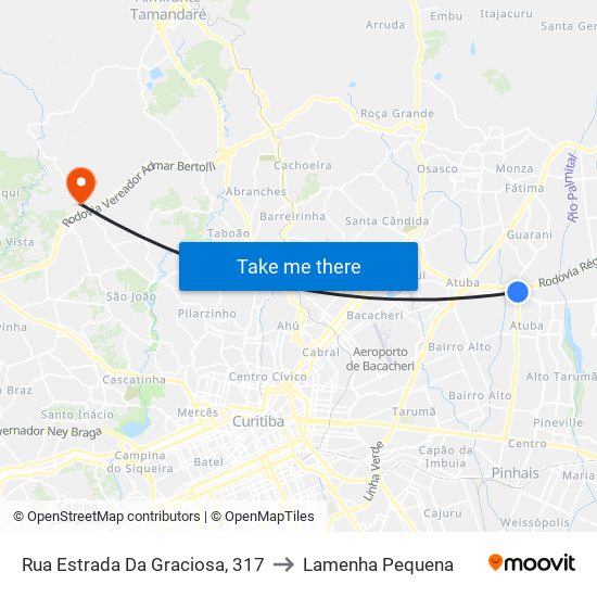 Rua Estrada Da Graciosa, 317 to Lamenha Pequena map