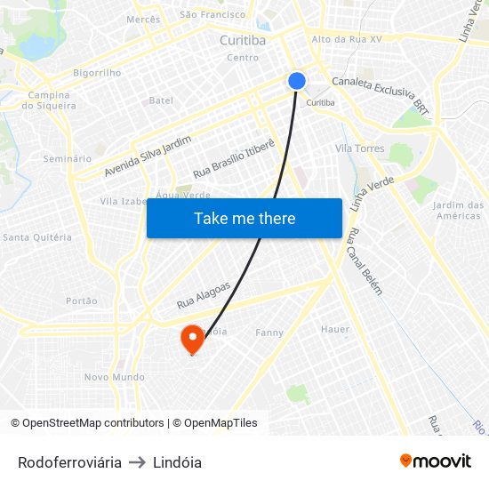 Rodoferroviária to Lindóia map