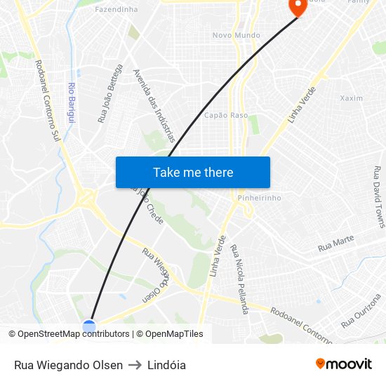 Rua Wiegando Olsen to Lindóia map
