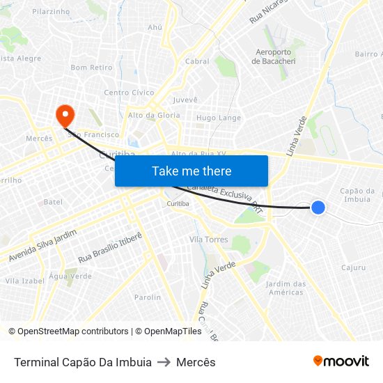 Terminal Capão Da Imbuia to Mercês map