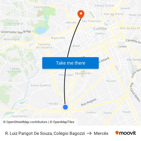 R. Luiz Parigot De Souza, Colégio Bagozzi to Mercês map