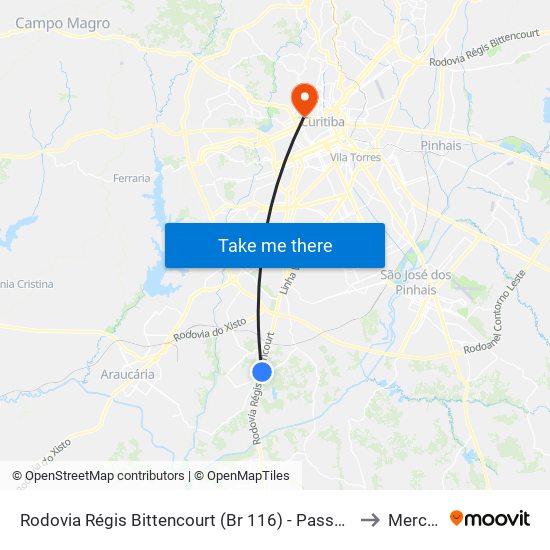 Rodovia Régis Bittencourt (Br 116) - Passarela to Mercês map