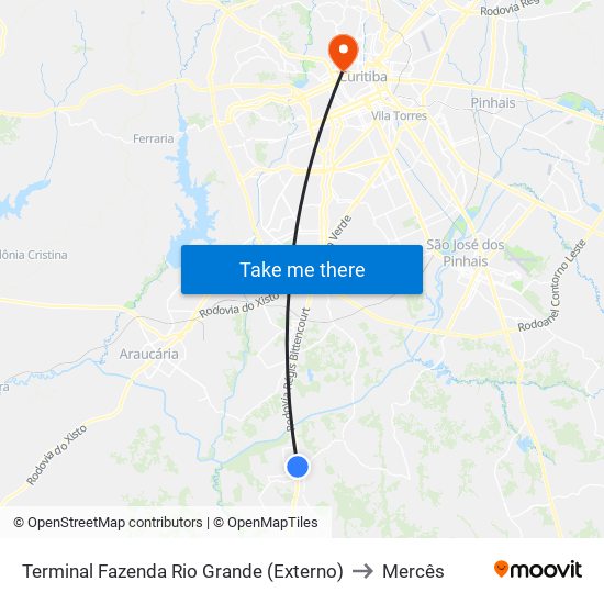 Terminal Fazenda Rio Grande (Externo) to Mercês map
