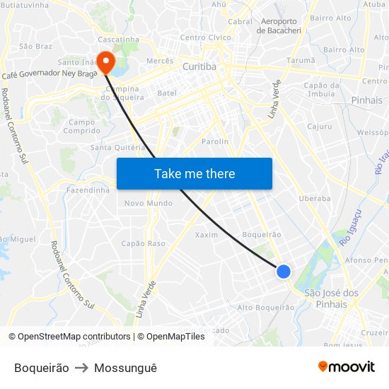 Boqueirão to Mossunguê map