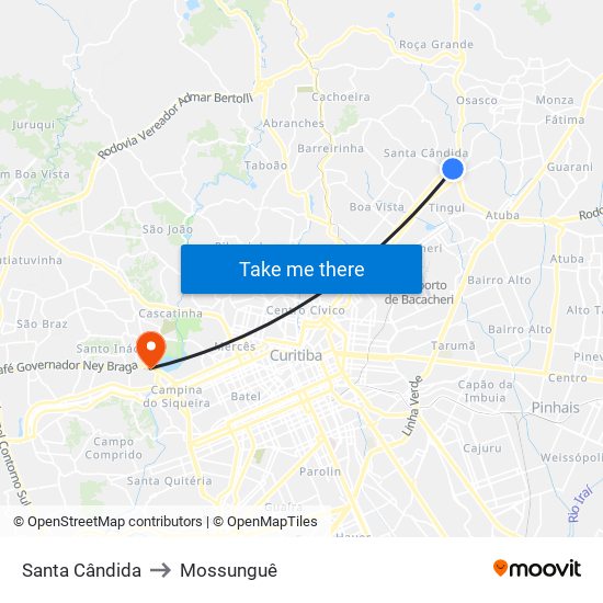 Santa Cândida to Mossunguê map