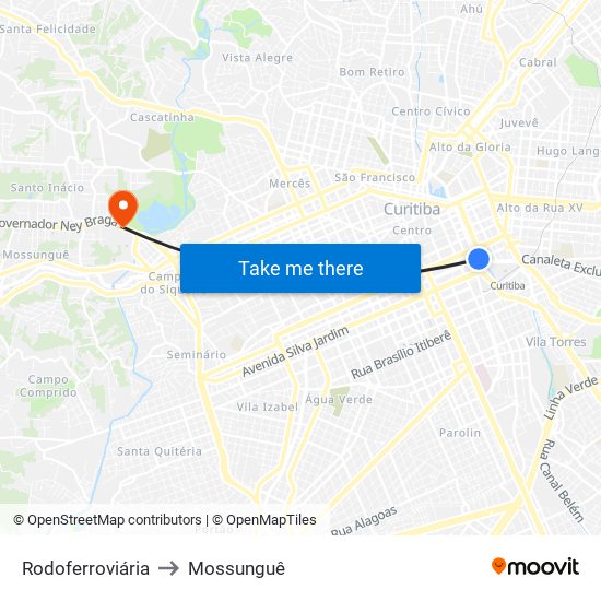 Rodoferroviária to Mossunguê map