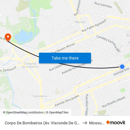 Corpo De Bombeiros (Av. Visconde De Guarapuava, 3571) to Mossunguê map
